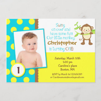 Mod Monkey Foto Geburtstagsparty Einladung