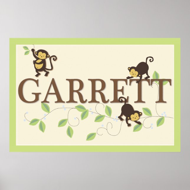Mod Monkey Personalisiert Custom Baby Name Poster (Vorne)