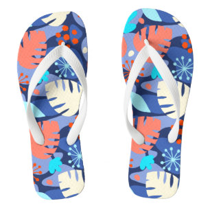 Mod Monstera Blatt Abstract Hawaiian Tropical -Nav Flip Flops