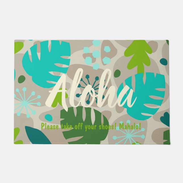 Mod Monstera Leaf Abstrakt Hawaiian Tropical - Coo Fußmatte (Vorderseite)