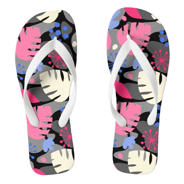 Mod Monstera Leaf Abstrakt Hawaiian Tropical - Gra Flip Flops (Fußbett)