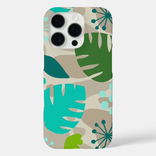 Mod Monstera Leaf Abstrakt Hawaiian Tropical Taupe Case-Mate iPhone Hülle (Rückseite)