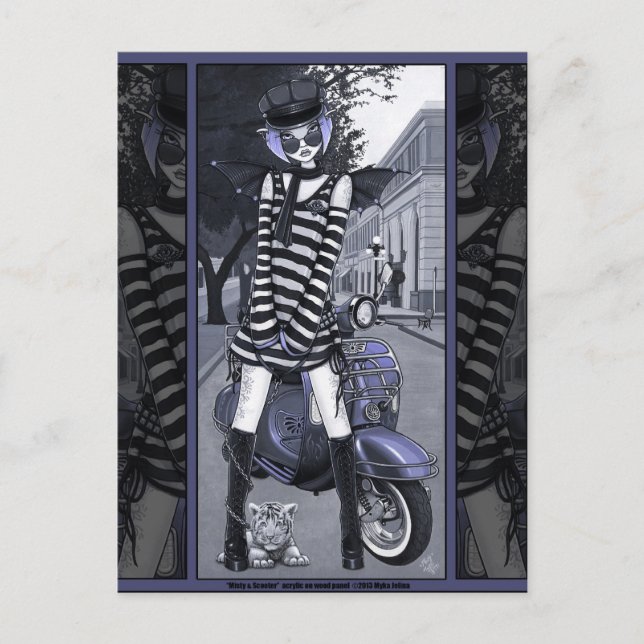 Mod Moped Urban City Fairy Misty Postkarte (Vorderseite)