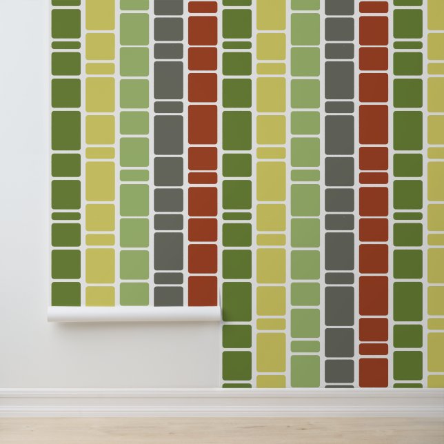 Mod Muster mit warmen Farben Tapete (Anwendung)