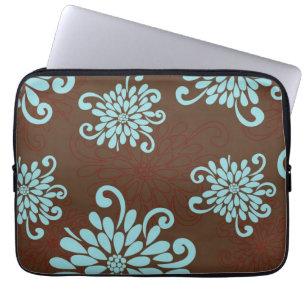 Mod-mutige Türkis-Blumen-Blumenlaptop-Hülse Laptopschutzhülle