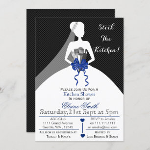 Mod Navy Stock Küche Brautparty Einladung