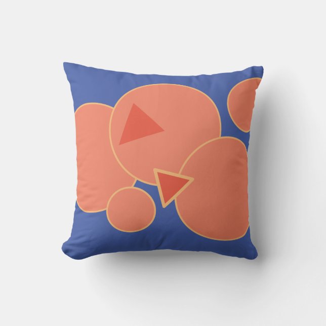 "Mod" Orange Blossom & Blue Pillowcase Accent Pill Kissen (Vorderseite)