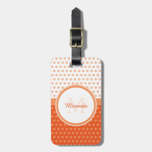 Mod Orange Weiße Punkte Monogramm Mit Namen Gepäckanhänger