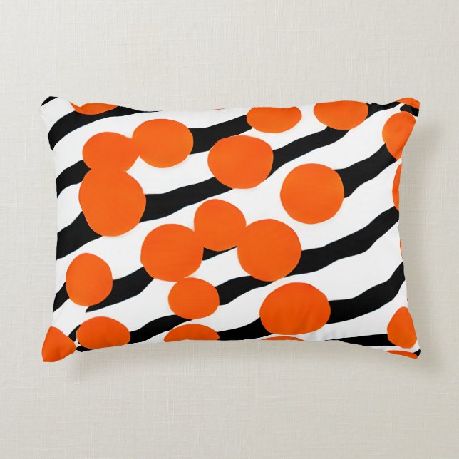 Mod Orbits Orange und Black Pillow Dekokissen (Vorderseite)