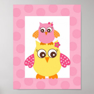 Mod Owl Blume Girls Kinderzimmer Poster