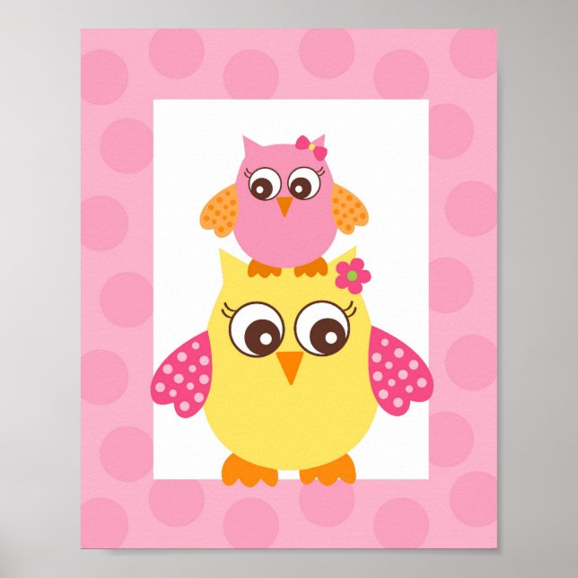 Mod Owl Blume Girls Kinderzimmer Poster (Vorne)