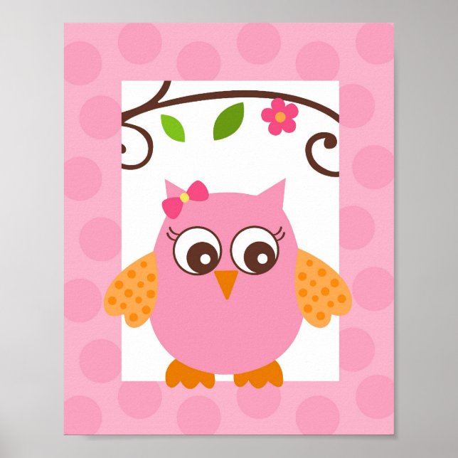 Mod Owl Blume Girls Kinderzimmer Poster (Vorne)