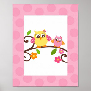 Mod Owl Blume Girls Kinderzimmer Poster