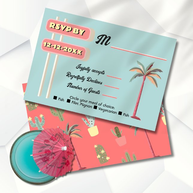 Mod Palm Springs Hochzeitszeichen Rsvp-Karten Einladung (Von Creator hochgeladen)