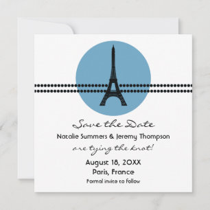 Mod Pariser Dots Save the Date einladen, blau