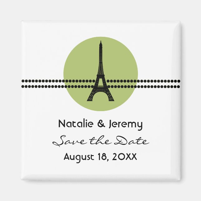 Mod Parisian Dots Save the Date Magnet, Green Magnet (Vorne)