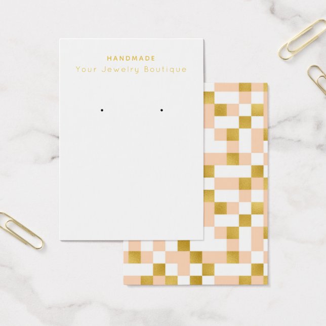 Mod Peach Gold Checkerboard Earring Display Cards (Büro)