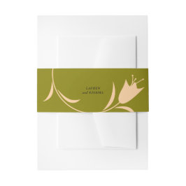 MOD PEACH & OLIVE TULIP WEDD EINLADUNGSBANDEROLE