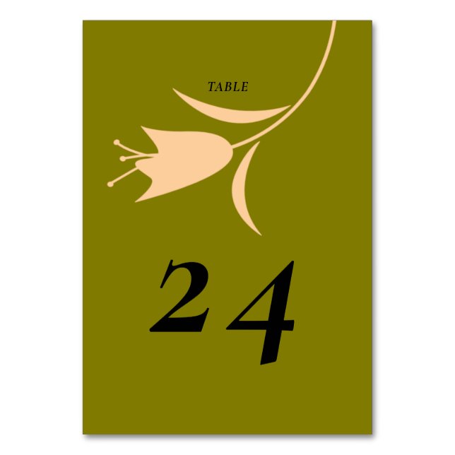 MOD PEACH & OLIVE TULIP WEDD TISCHNUMMER (Vorderseite)