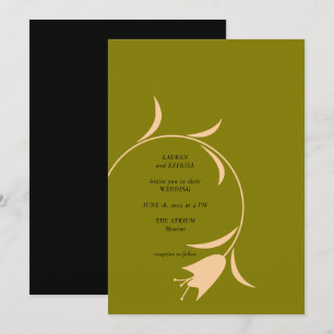 MOD PEACH & OLIVE TULIP WEDING Einladung