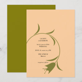 MOD PEACH & OLIVE TULIP WEDING Einladung