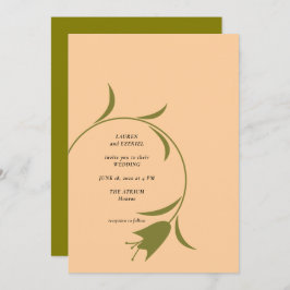 MOD PEACH & OLIVE TULIP WEDING Einladung