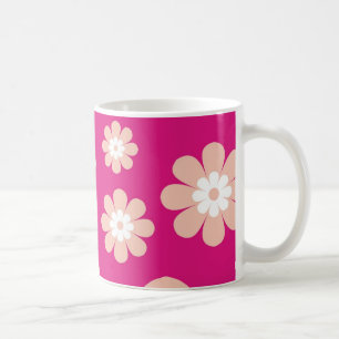 Mod-Pfirsich-Blumen auf Rosa Kaffeetasse