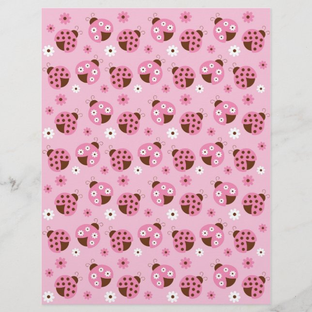 Mod Pink Ladybug Baby Scrapbook Paper (Vorderseite)
