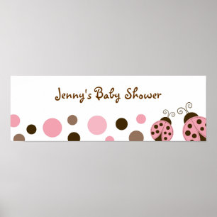 Mod Pink Ladybug Babydusche Banner Zeichen Poster