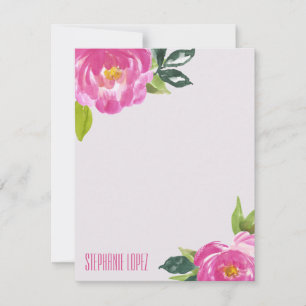 Mod Pink Peonies Personalisiert Stationery Mitteilungskarte