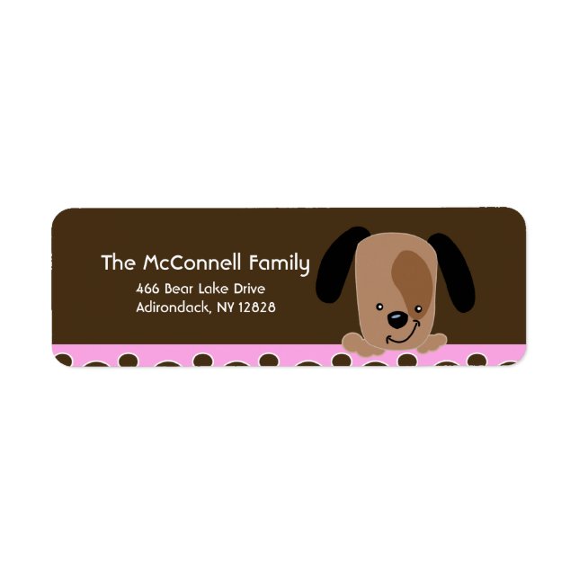 Mod Pink Puppy dog PRINTABLE ADRESSE ETIKETTEN (Vorne)