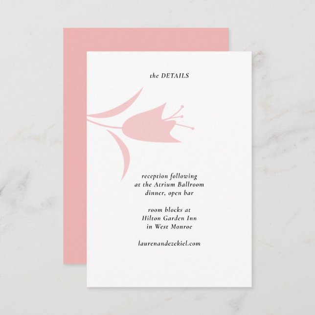 MOD PINK TULIP WEDDING BEGLEITKARTE (Vorne/Hinten)