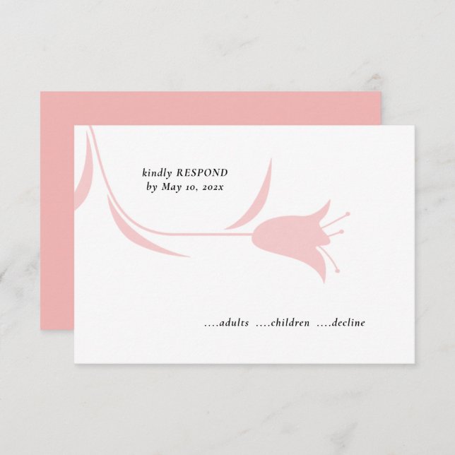 MOD PINK TULIP WEDDING RSVP KARTE (Vorne/Hinten)