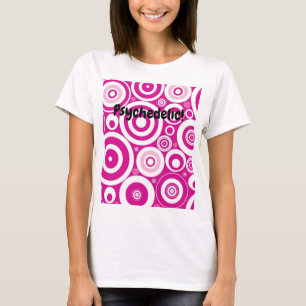 Mod Pink und Weiß konzentrierte Retro-Kreise T-Shirt