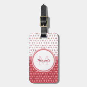 Mod Pink und Weiß Polka Dots Monogramm mit Name Gepäckanhänger