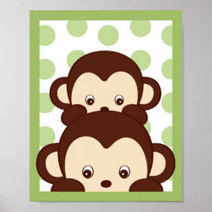 Mod Pod Pop Monkey Kinderzimmer Kunstdruckerei Poster