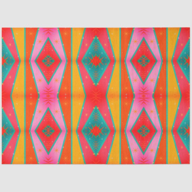 Mod Pop Diamond Muster rosa orange gelb Seidenpapier (Vorderseite)