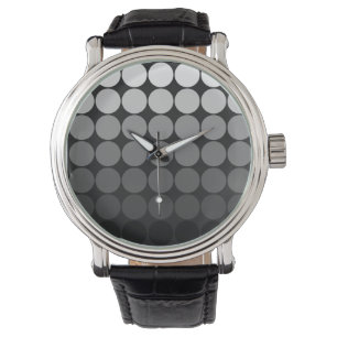 Mod Pop dotiert schwarze graue Farbkreise Armbanduhr