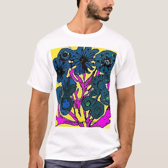 Mod-Pop-Kunst-Blumen durch Katie Pfeiffer T-Shirt (Vorderseite)