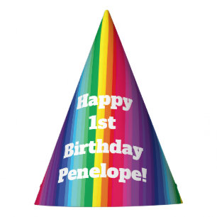 Mod Rainbow Colorful 1. Geburtstag Party Partyhütchen