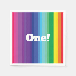 Mod Rainbow Colorful 1. Geburtstag Party Serviette