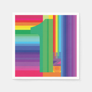Mod Rainbow Colorful 1. Geburtstag Party Serviette