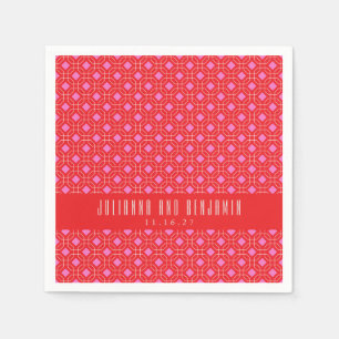 Mod Red Pink Geometric Custom Wedding Serviette