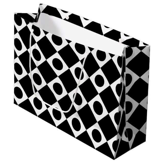 Mod Retro 60er Black Große Geschenktüte (Vorderseite Schrägansicht)