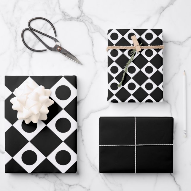 Mod Retro 60's Black Geschenkpapier Set (Vorderseite)