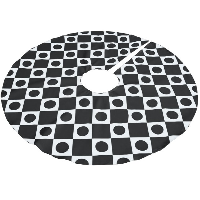 Mod Retro 60's Black Polyester Weihnachtsbaumdecke (Schrägansicht)