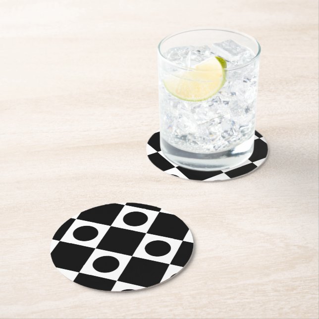 Mod Retro 60's Black Runder Pappuntersetzer (Vor Ort)