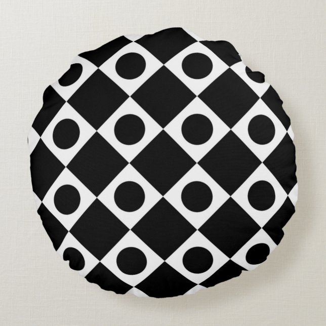 Mod Retro 60's Black Rundes Kissen (Rückseite)