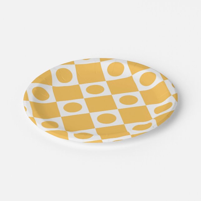 Mod Retro 60's Mustard Pappteller (Schrägansicht)