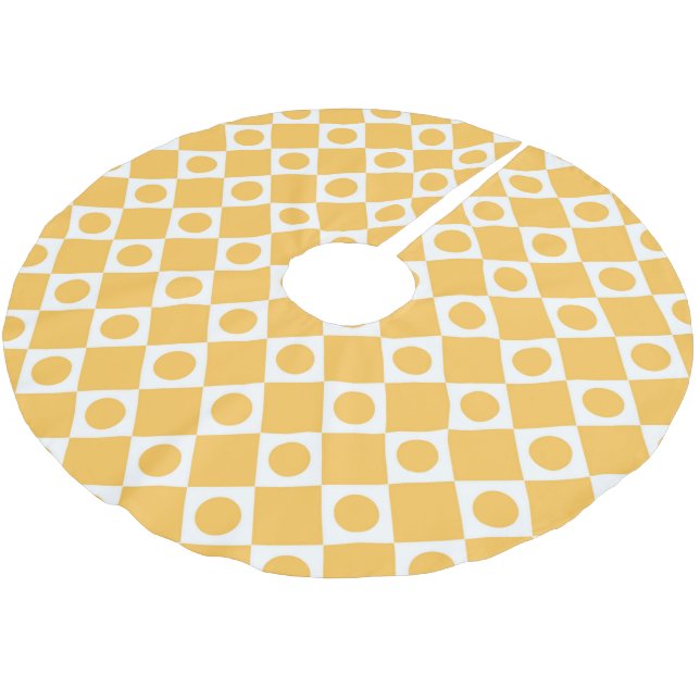 Mod Retro 60's Mustard Polyester Weihnachtsbaumdecke (Schrägansicht)